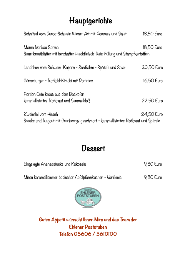 aktuelle Speisekarte - Seite 2 von 2